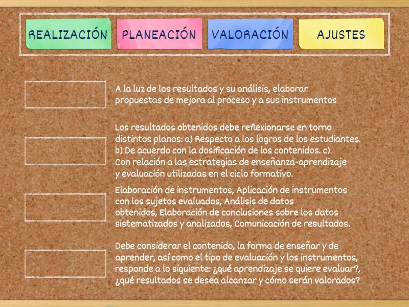 PROCESO DE LA EVALUACIÓN FORMATIVA - Match up