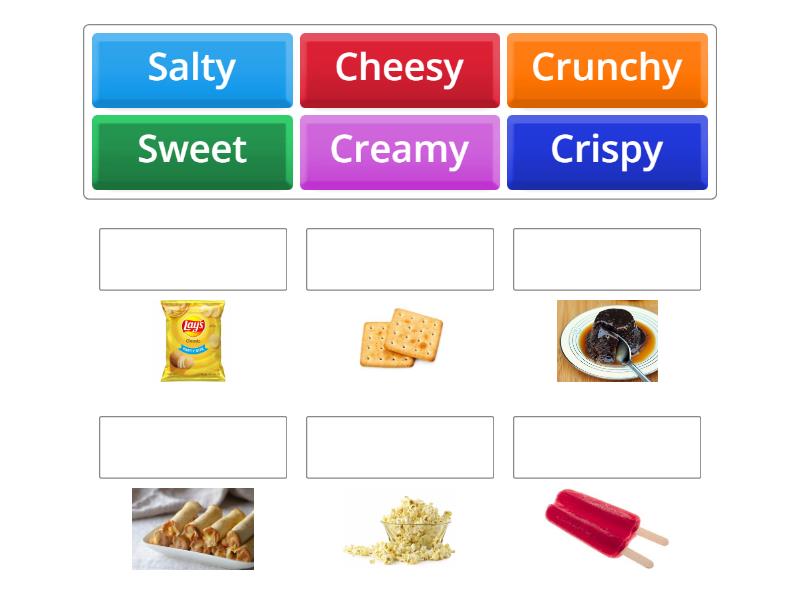 Adjectives to describe snacks Match up