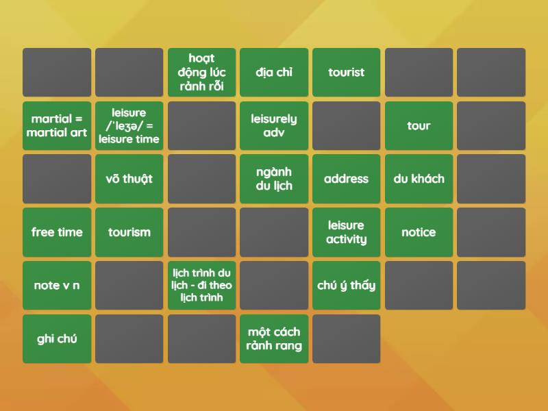test of unit 6 - talent 8 - Matching pairs