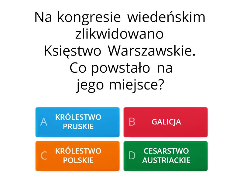 Klasa 7_dział II_ZIEMIE POLSKI PO KONGRESIE WIEDEŃSKIM - Test