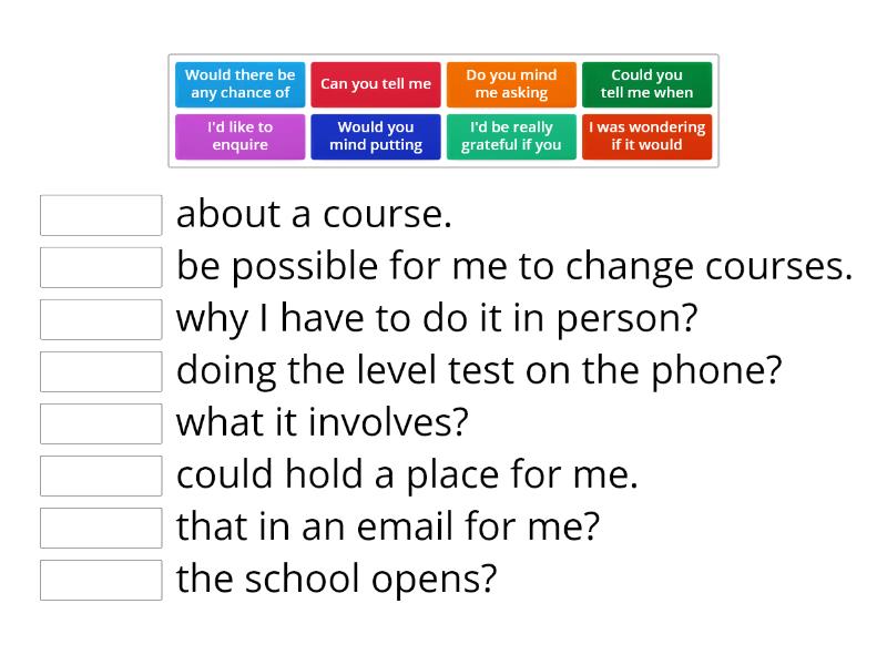 Telephone polite enquiries: matching - Match up