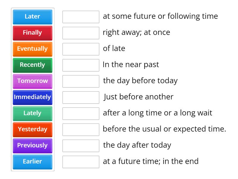 time adverbials - Match up