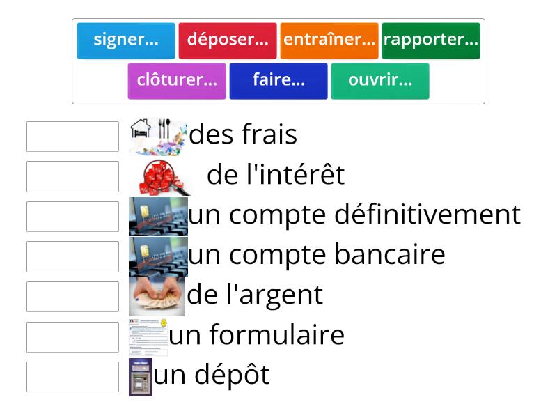 Le vocabulaire de la banque FLE - Match up