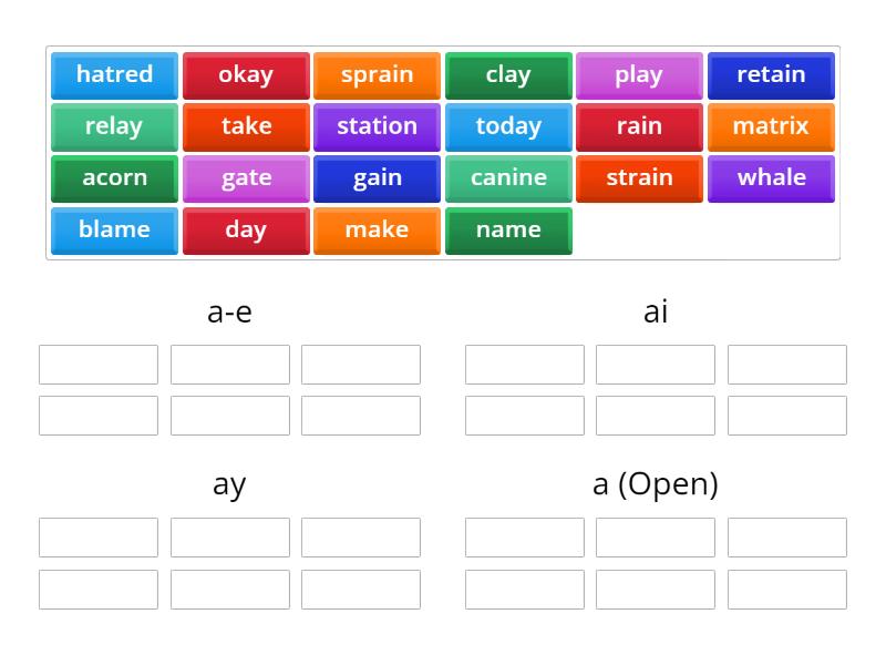 LONG A Practice - Group sort
