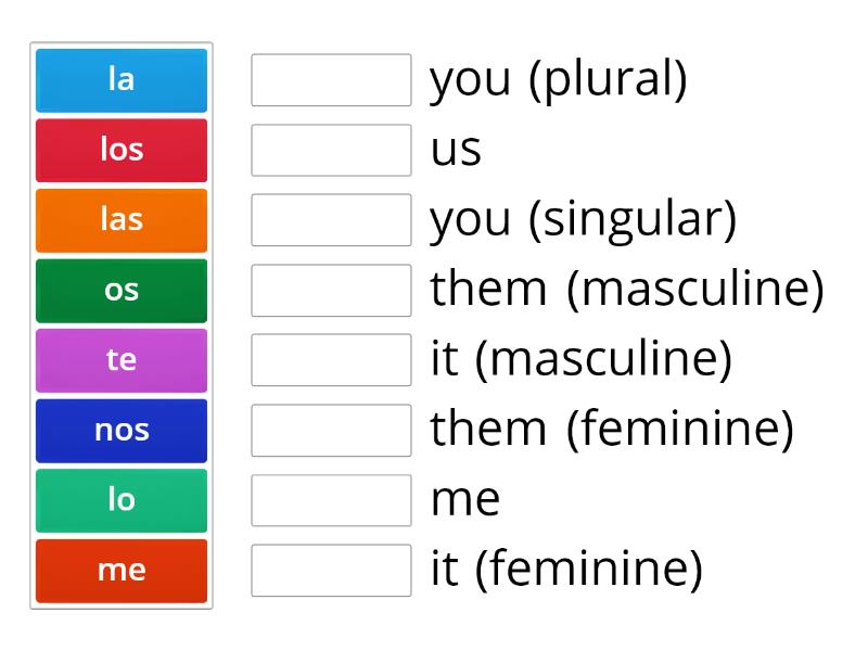 Pronombres Directos - Match Up