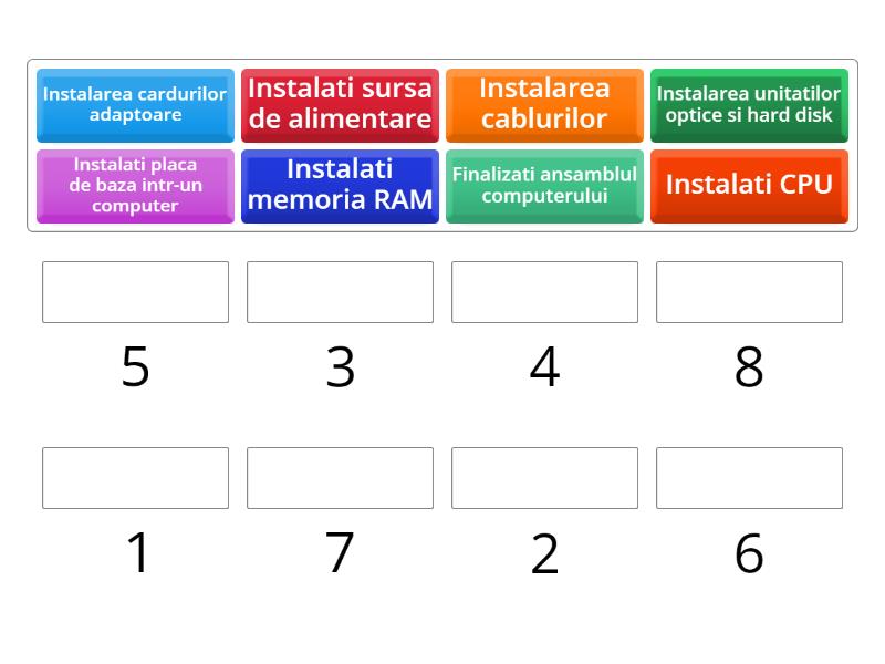 Asamblarea unui computer - Match up