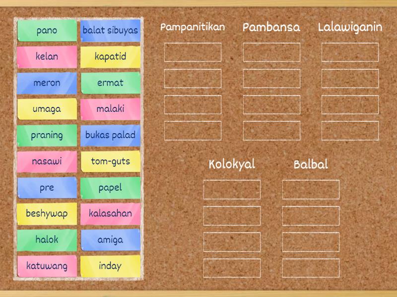 Antas ng wika - Group sort