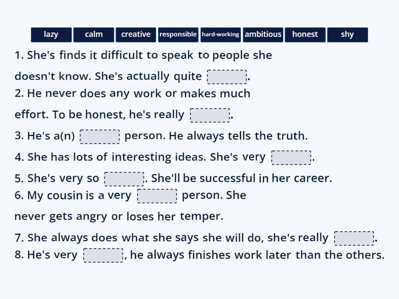 Roadmap B1 U1 Rev Features of Character Complete the sentence