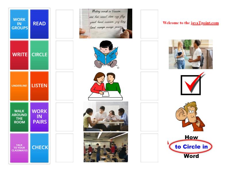 BASIC 1 - UNIT 1 - COMMANDS - Une las parejas