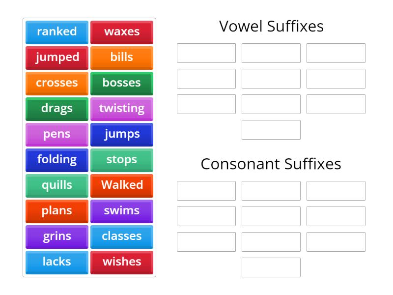 Suffixes! Vowel and Consonant - Group sort