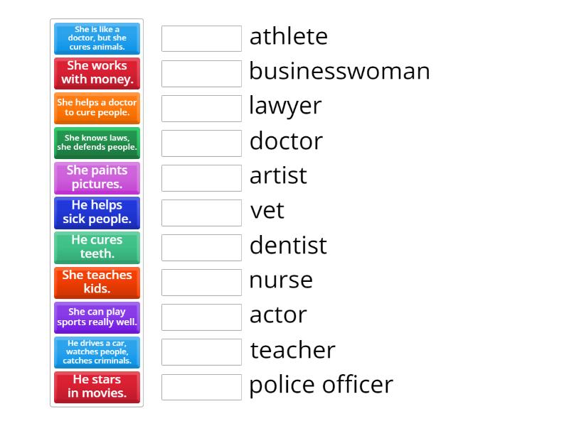 sentences-professions-match-up