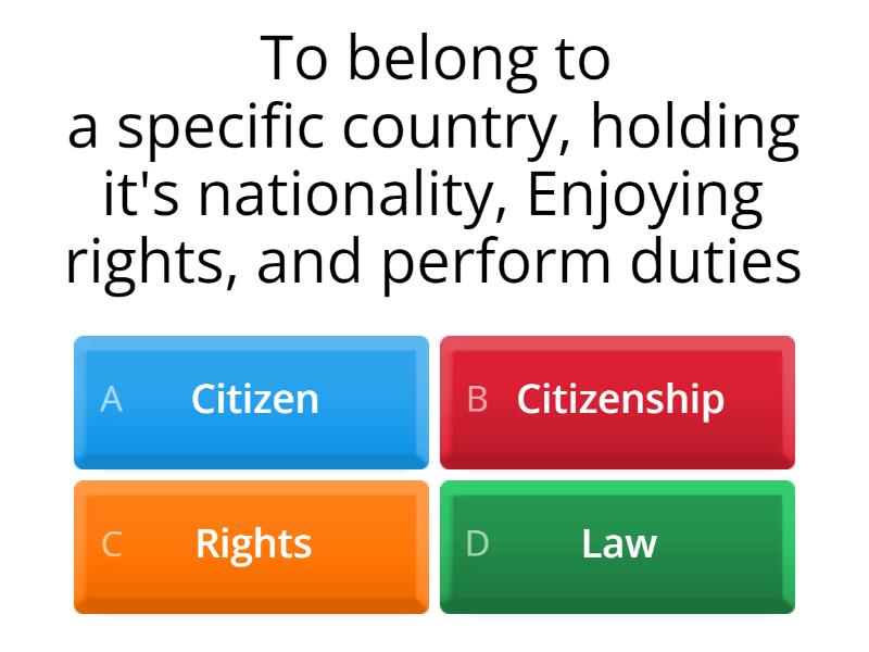 Citizenship/Rights And Duties - Quiz