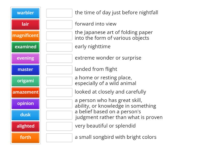 Unit 1 Lesson 1 - Vocabulary Practice - Match up