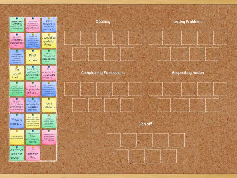 Letter of complaint Level C1 - Group sort