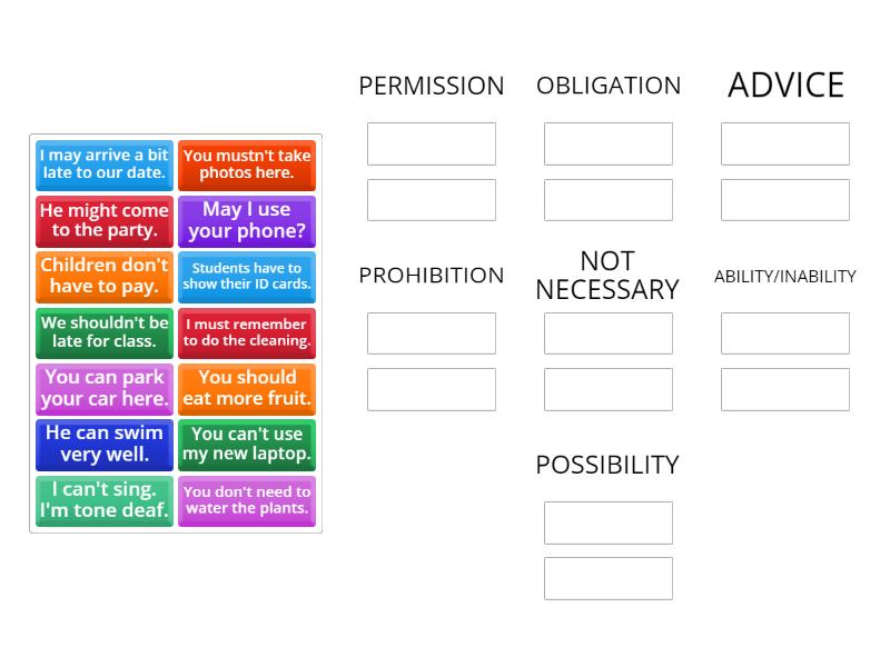 Modal verbs - Group sort