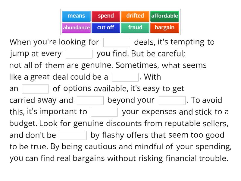 Money Matters - Complete the sentence