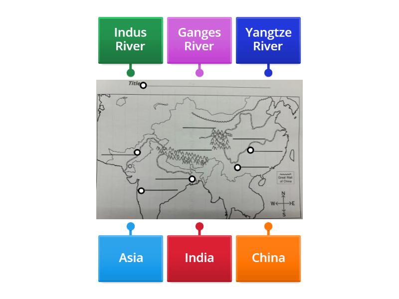 Asian Countries and Rivers - Labelled diagram