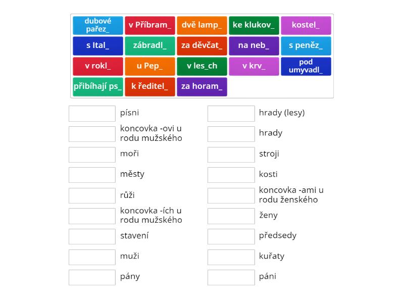 Koncovky Podstatných Jmen 0 - Match Up