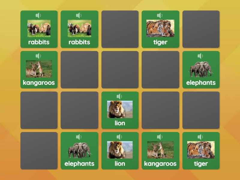 wild animals - Matching pairs