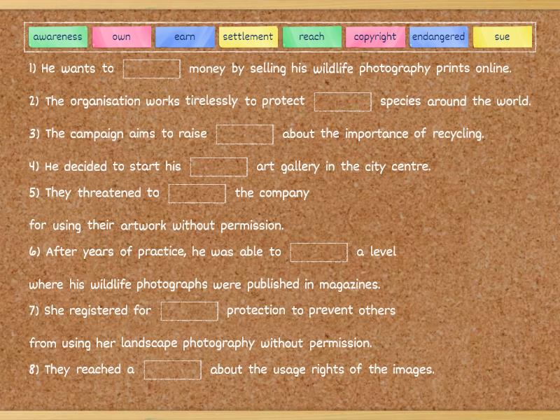 GI B1 U5 Reading Vocabulary - Complete the sentence