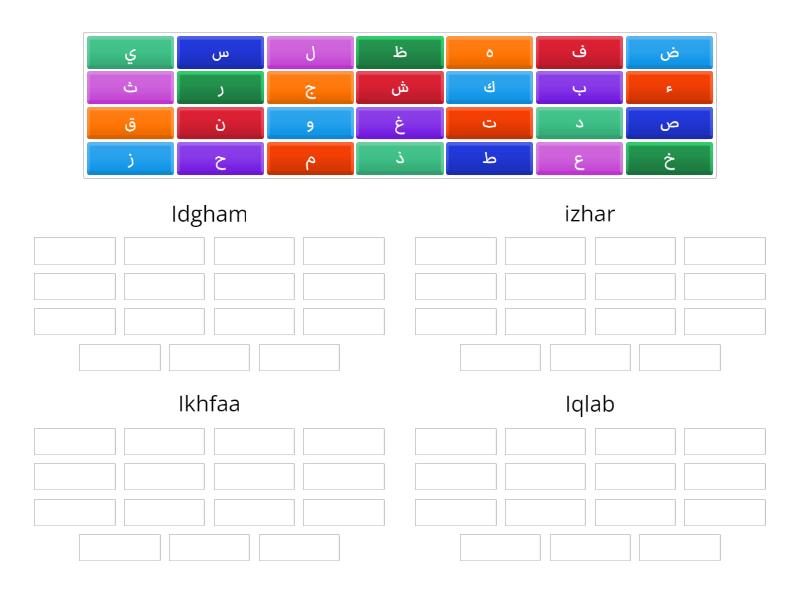The rule of noon sakina and tanween - Group sort