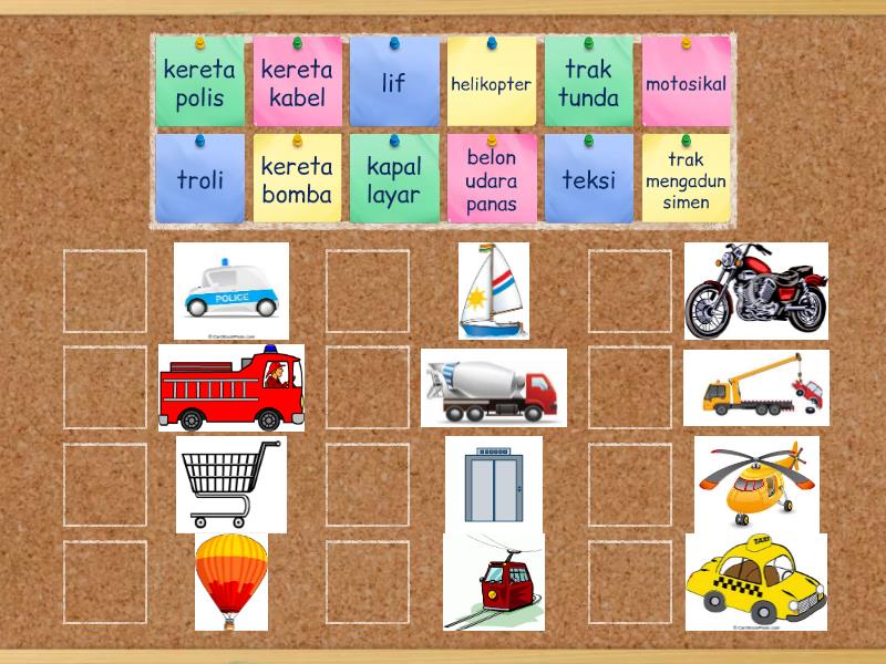 【Kamus bergambar - Kenderaan】 - Match up