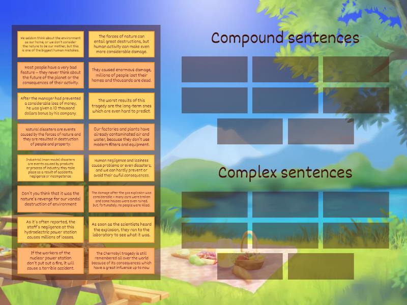 EL 6, Lesson 2, Compound and Complex sentences. - Group sort