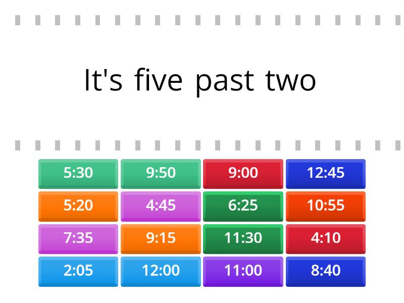 Telling the time - - Find the match