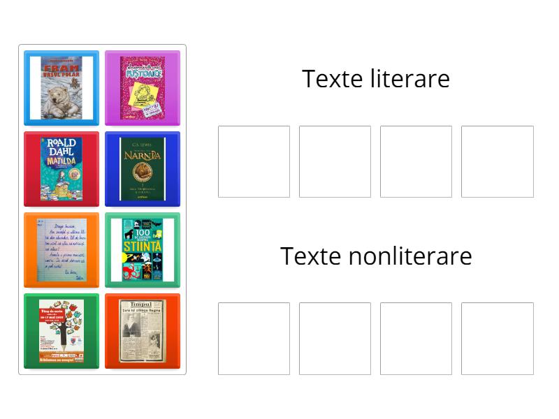 Texte literare si nonliterare - Group sort