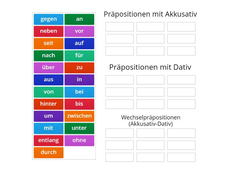 Präpositionen - Group sort
