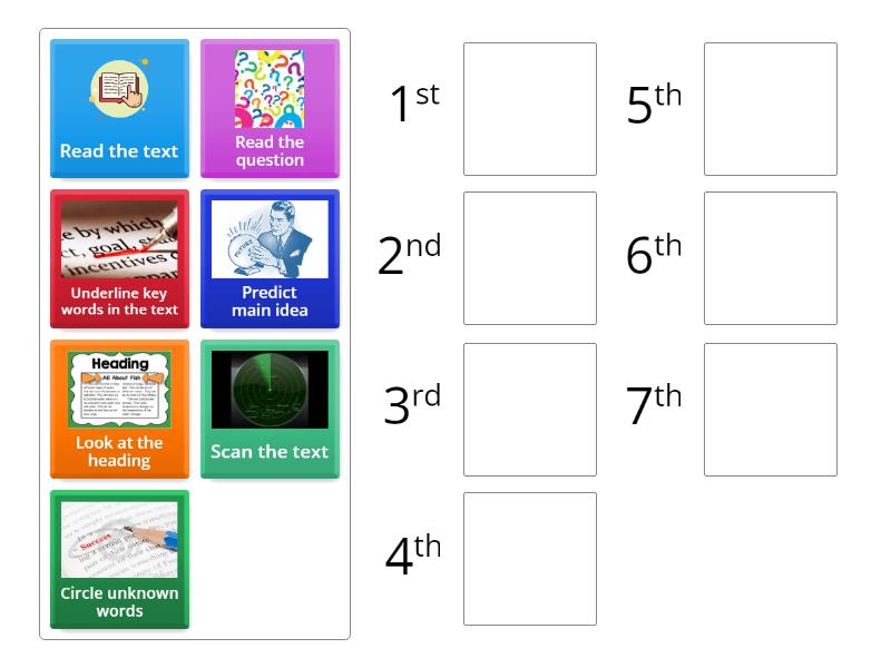 Reading strategies - Rank order