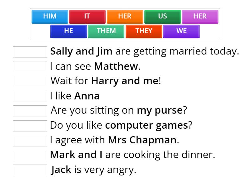 Object Pronouns game (Communicate) - Match up