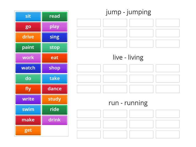 Verb + ing - Group sort