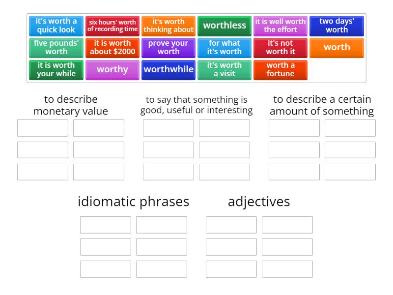Worth, practice (Advanced) - Group sort