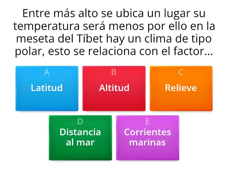 QUIZ ELEMENTOS Y FACTORES DEL CLIMA - Cuestionario