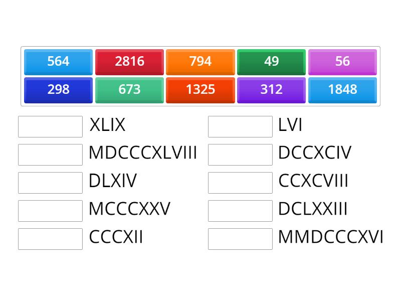 Római számok - Match up