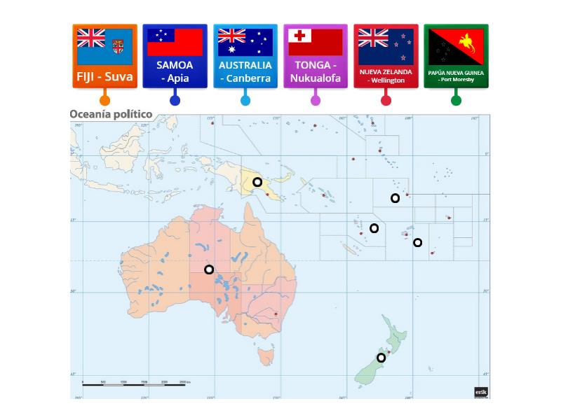 MAPA POLÍTICO OCEANÍA - Diagrama con etiquetas