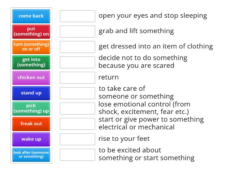 Phrasal Verbs 3 Matching - Match up