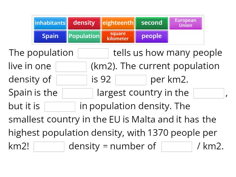 Population of Spain - Complete the sentence