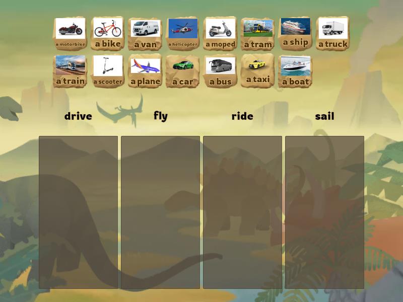 SM2 Means of transport + drive, fly, ride, sail - Group sort