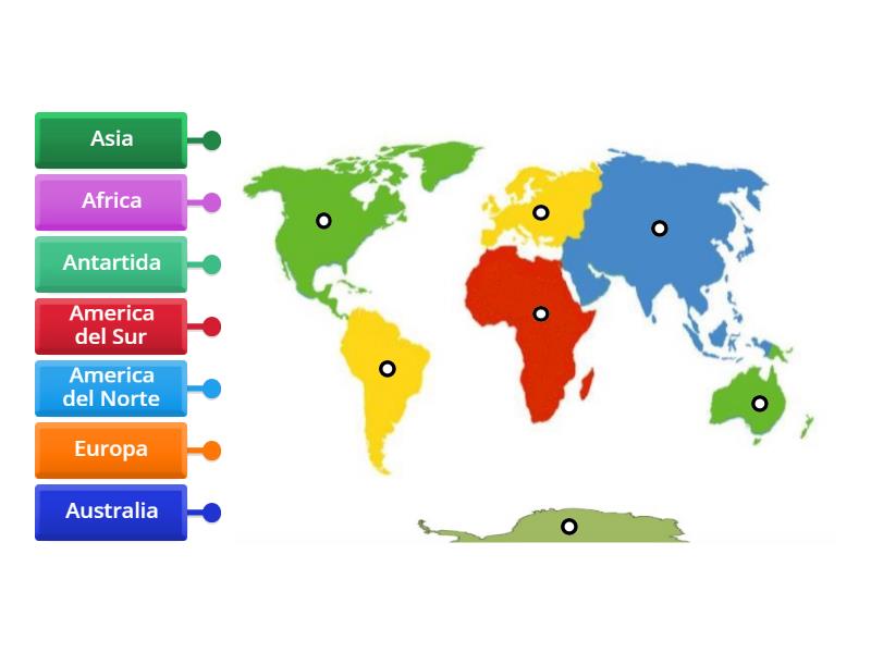 Ubicar los continentes - Labelled diagram