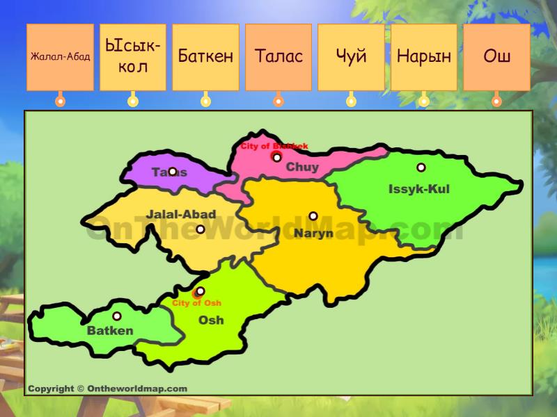 кыргызстандын картасы - Диаграмма с метками