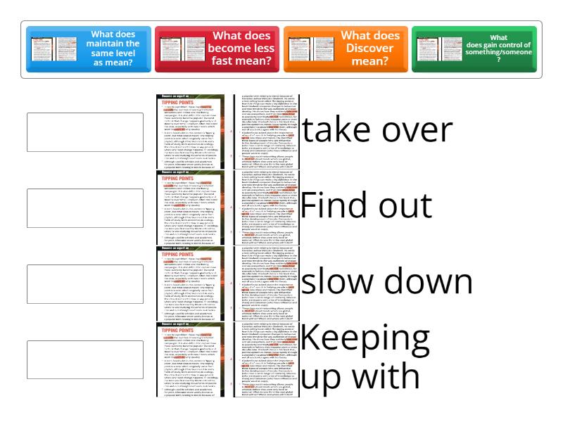 4a. look at the phrasal verbs highlighted in the text and match them ...