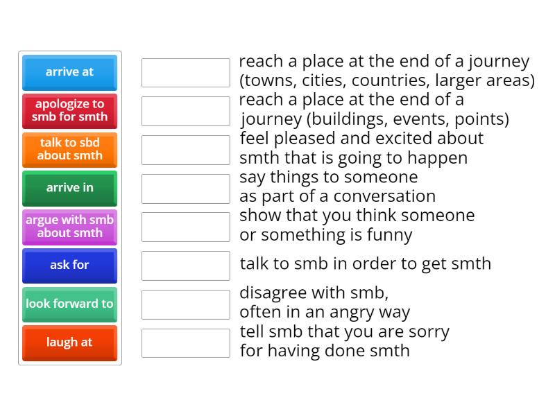 Preposition Verbs Pt 1 Match Up