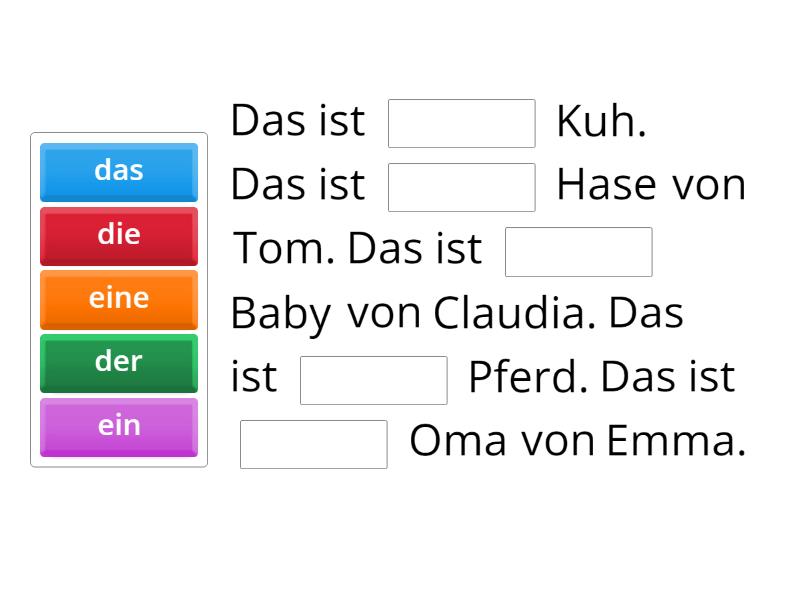 DER DAS DIE EIN EINE EINEN visual data 3