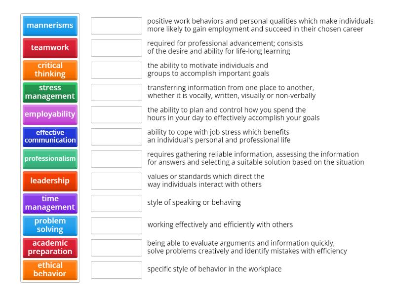Employability Skills - Match up