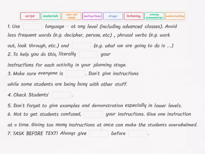 Classroom Management - Complete the sentence