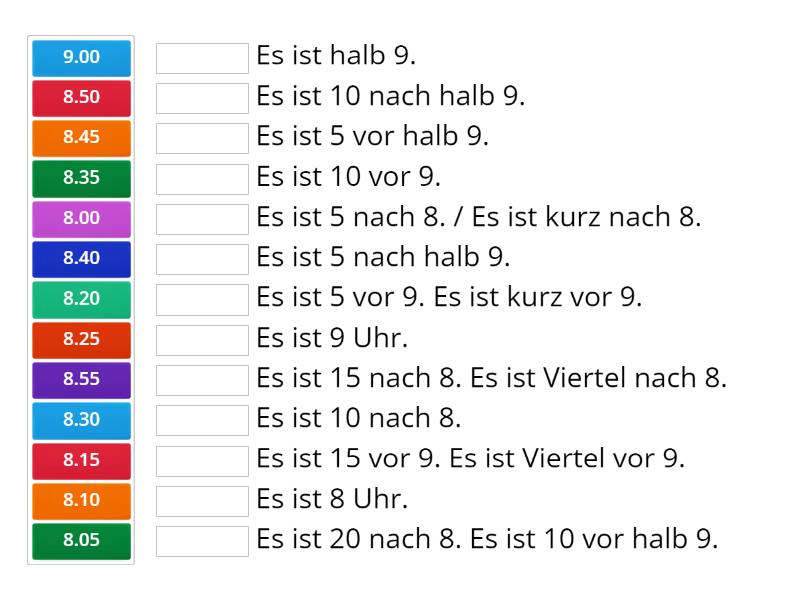 Informelle Uhrzeiten - Match up