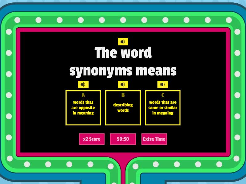 Synonyms Review - Home Economics Voabulary - Gameshow Quiz