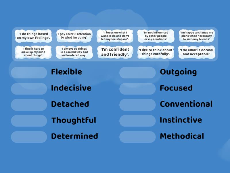 Match the adjectives in bold in the text to these statements: - Match up